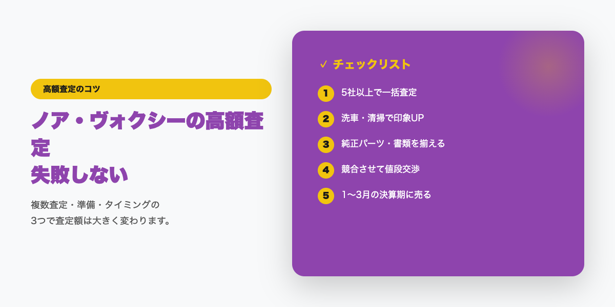 ノア・ヴォクシーの高額査定チェックリスト