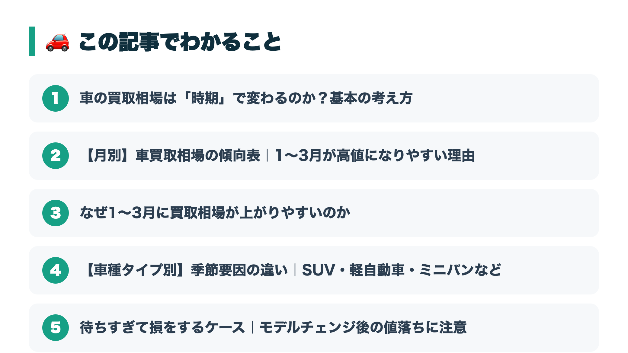 車を売るベストタイミングは何月?買取相場が上がりやすい時期を徹底解説 『この記事でわかること』図